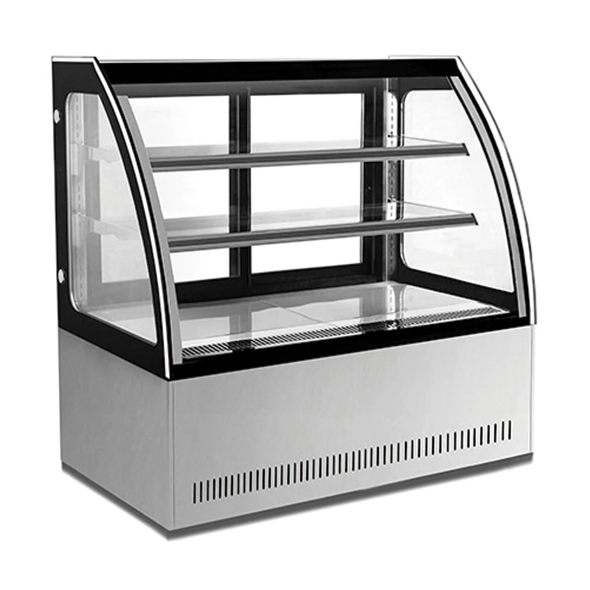 VITRINA REFRIGERADA DE PISO CON CRISTAL CURVO DE 90 CM DE FRENTE