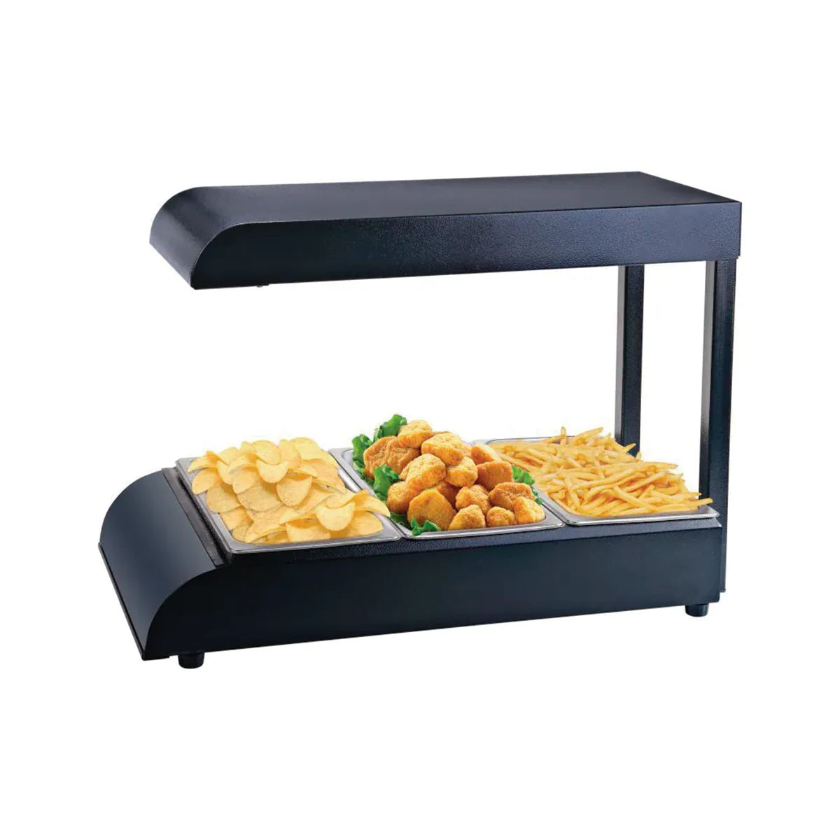 EXHIBIDOR ABIERTO TÉRMICO DE ALIMENTOS CON INFRARROJO DE TRES INSERTOS TERCIOS