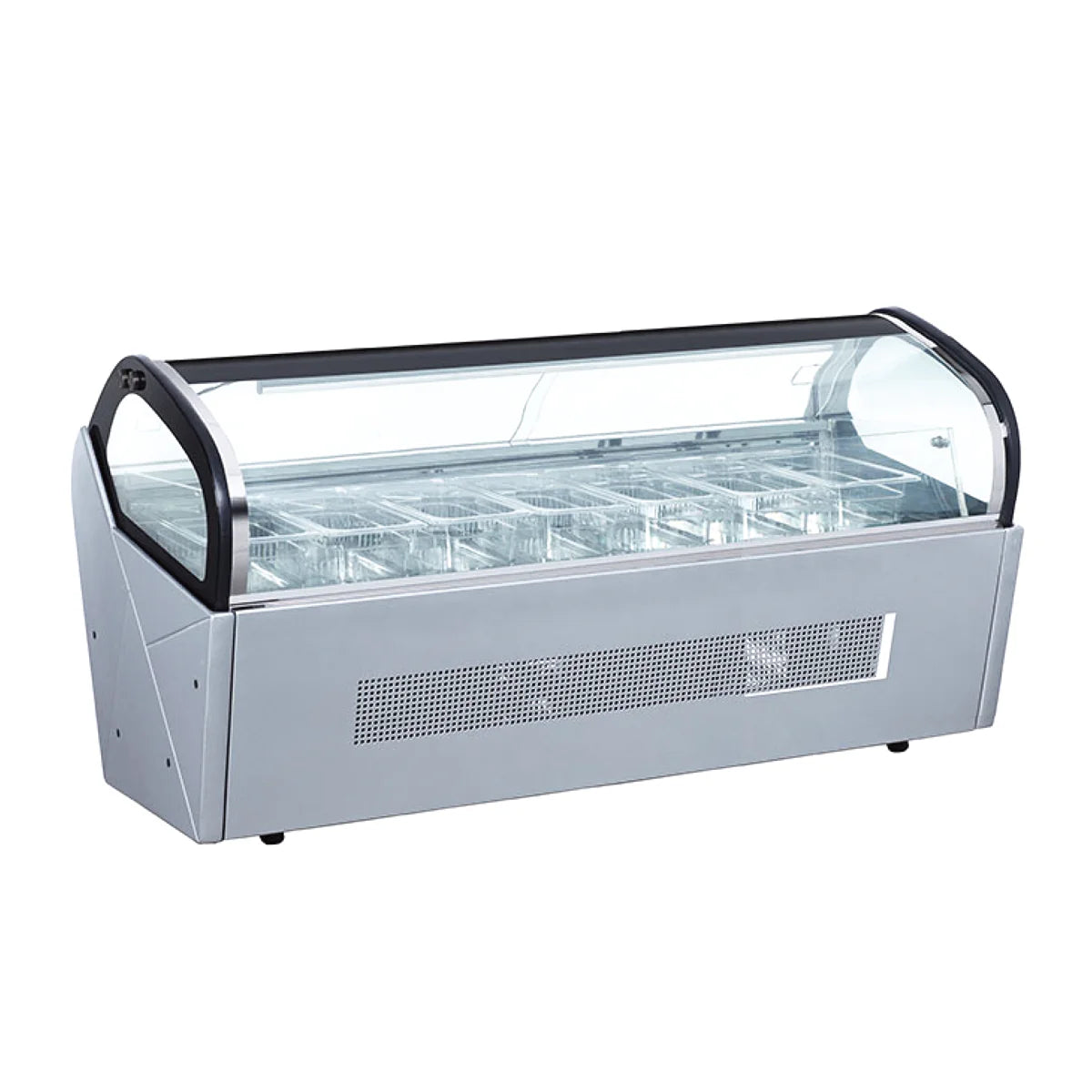 VITRINA EXHIBIDORA DE HELADOS DE 7 INSERTOS SOBRE MOSTRADOR